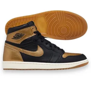 Air Jordan 1 Retro High OG Black/Metallic Gold Mens Basketball Shoes DZ5485 071