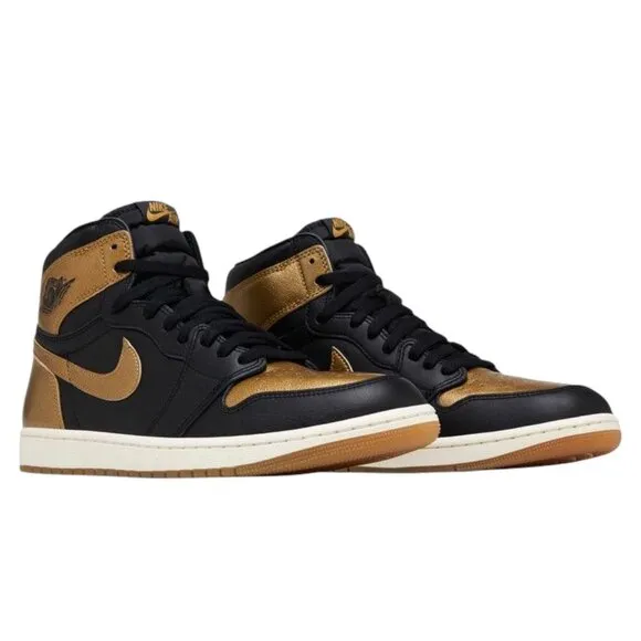 Air Jordan 1 Retro High OG Black/Metallic Gold Mens Basketball Shoes DZ5485 071