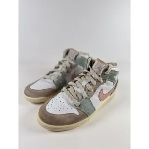 Air Jordan 1 Retro Mid Kids Shoes White Leather Athletic Sneaker US 3Y DZ5359100