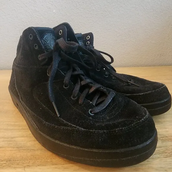 Air Jordan 2 Retro Deconstructed Triple Black Suede Sneaker Shoes Mens 7.5