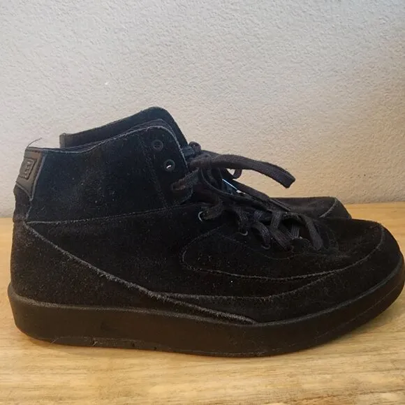 Air Jordan 2 Retro Deconstructed Triple Black Suede Sneaker Shoes Mens 7.5