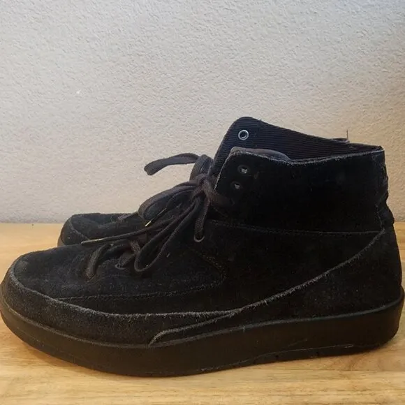 Air Jordan 2 Retro Deconstructed Triple Black Suede Sneaker Shoes Mens 7.5