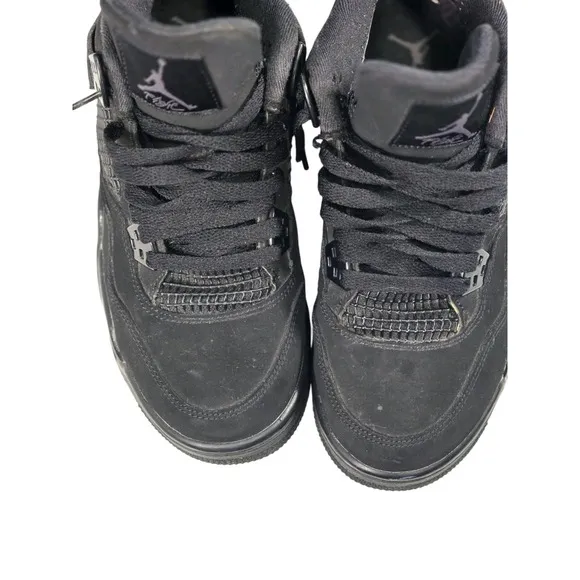 Air Jordan 4 Retro GS Boys Athletic Shoes Black Cat Size 7Y 408452 010