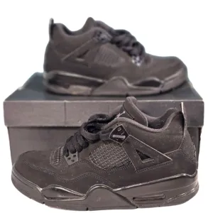 Air Jordan 4 Retro GS Boys Athletic Shoes Black Cat Size 7Y 408452 010