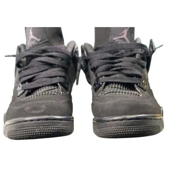 Air Jordan 4 Retro GS Boys Athletic Shoes Black Cat Size 7Y 408452 010