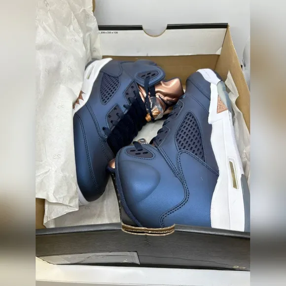Air Jordan 5 Retro BG Boys Shoes Obsidian/Metallic Red Bronze/ Size 7Y/ NWB