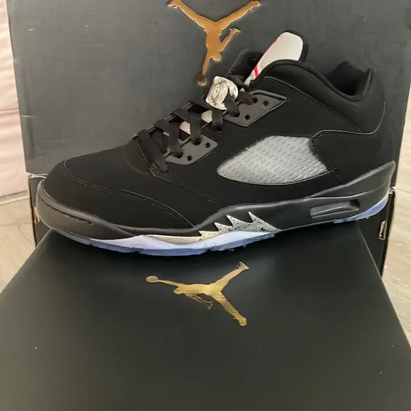 Air Jordan 5 Retro Low Golf Black Metallic Golf Shoes Nike - worn once