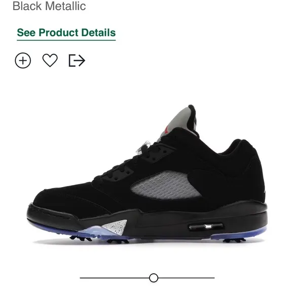 Air Jordan 5 Retro Low Golf Black Metallic Golf Shoes Nike - worn once