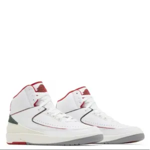 Air Jordan Nike Retro 2 Origins White, fire Red, &amp; Green Shoes