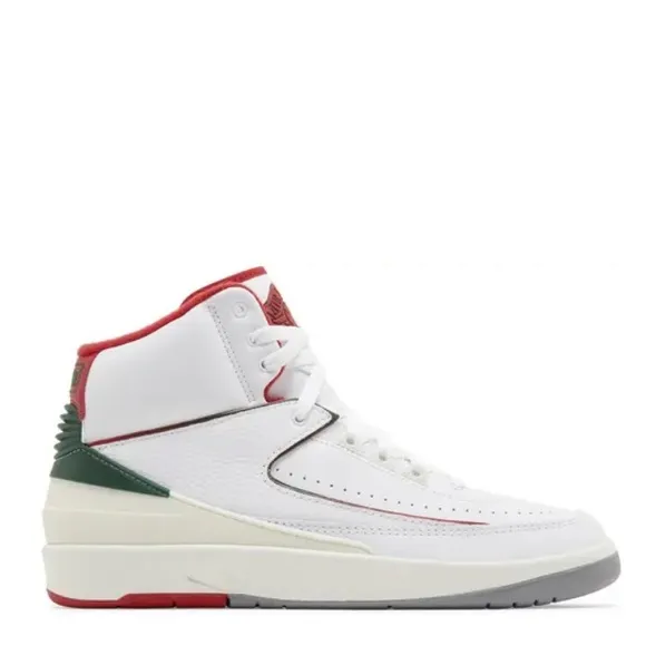 Air Jordan Nike Retro 2 Origins White, fire Red, &amp; Green Shoes