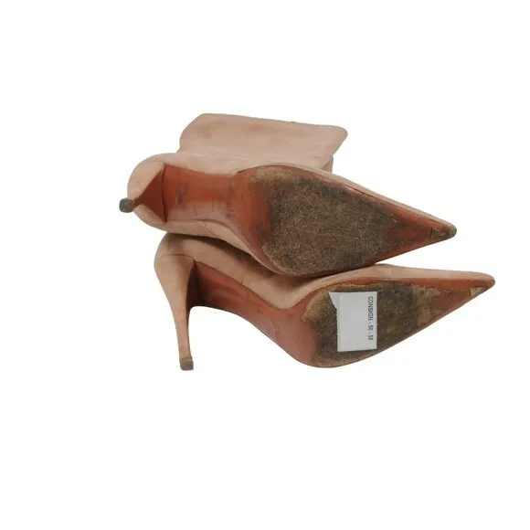 Alaia Womens Knee High Boots Size US8.5 EU38.5 Pink Tan Suede 110mm Pointy Heels