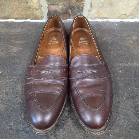 Alden Full Strap Leather Penny Loafers Slip On Shoes 686
