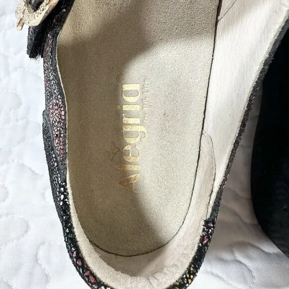 Alegria Kourtney Garland Mary Jane Multi Floral Leather Sparkle Size 36 USA 6.5