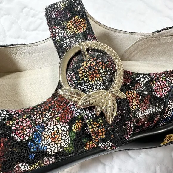 Alegria Kourtney Garland Mary Jane Multi Floral Leather Sparkle Size 36 USA 6.5