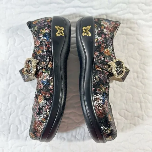Alegria Kourtney Garland Mary Jane Multi Floral Leather Sparkle Size 36 USA 6.5