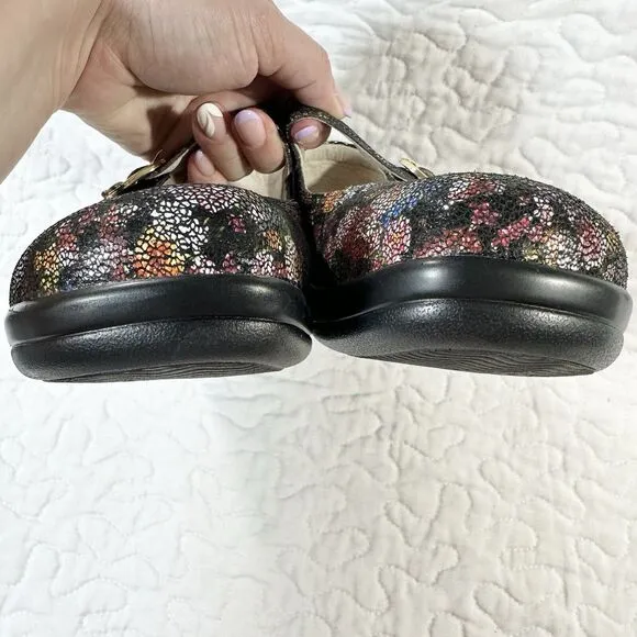Alegria Kourtney Garland Mary Jane Multi Floral Leather Sparkle Size 36 USA 6.5
