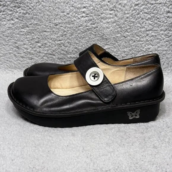 Alegria Paloma Womens Size 39 US 9 Mary Jane Shoes Black Napa Leather PAL-601
