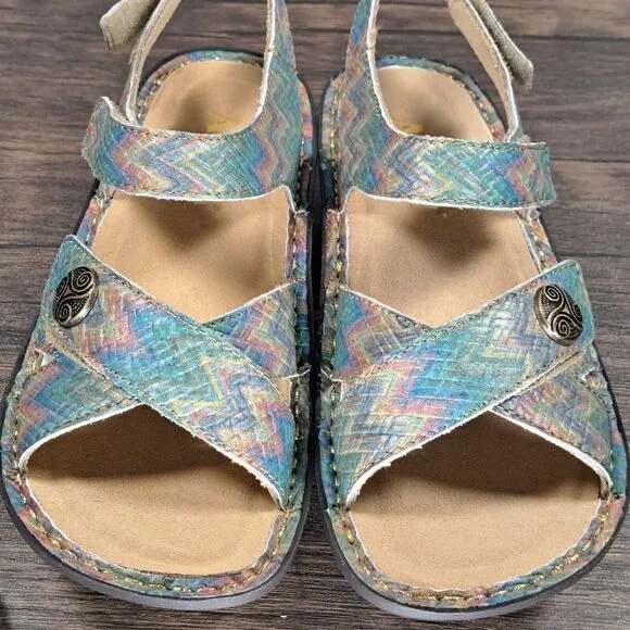 Alegria PG Lite Lula Woven Wonder Slingback Leather Sandals Women's Sz 6-6.5 NIB