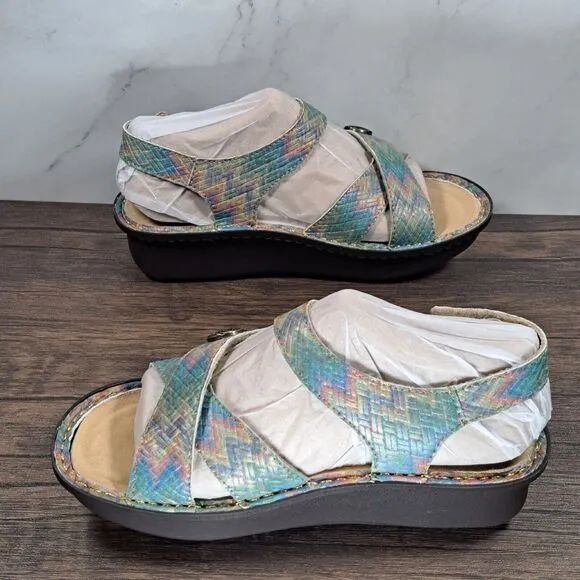 Alegria PG Lite Lula Woven Wonder Slingback Leather Sandals Women's Sz 6-6.5 NIB