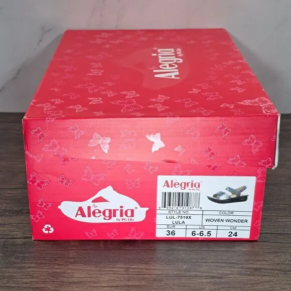 Alegria PG Lite Lula Woven Wonder Slingback Leather Sandals Women's Sz 6-6.5 NIB