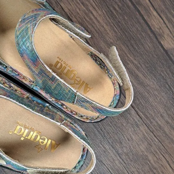 Alegria PG Lite Lula Woven Wonder Slingback Leather Sandals Women's Sz 6-6.5 NIB