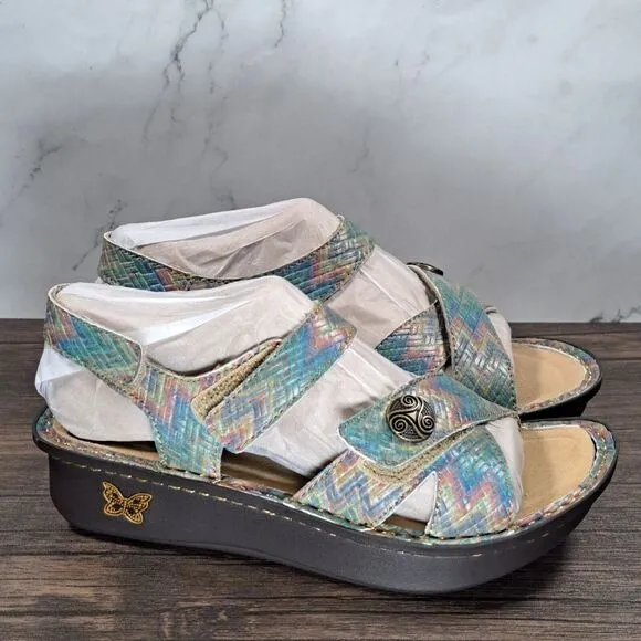 Alegria PG Lite Lula Woven Wonder Slingback Leather Sandals Women's Sz 6-6.5 NIB