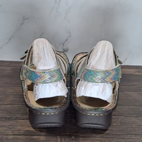 Alegria PG Lite Lula Woven Wonder Slingback Leather Sandals Women's Sz 6-6.5 NIB
