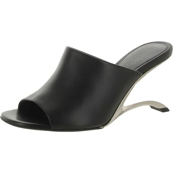 Alexander McQueen Womens Black Leather Mules Shoes New