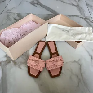 Alexandre Birman Calrita Lily Pink Woven Slide Sandals 38.5