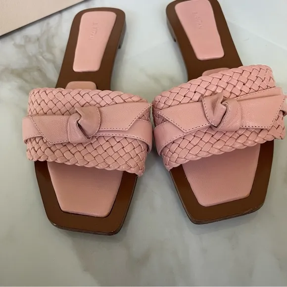 Alexandre Birman Calrita Lily Pink Woven Slide Sandals 38.5
