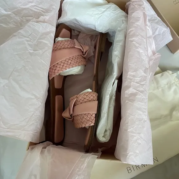 Alexandre Birman Calrita Lily Pink Woven Slide Sandals 38.5