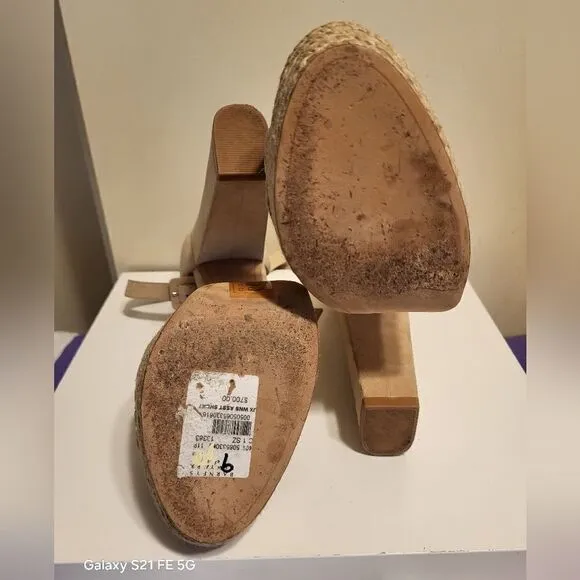 Alexandre Birman Tan Suede Platform Chunk Heel Sandals 8.5/39.5 Ret $700 Barneys