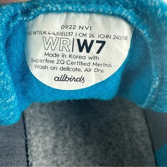 Allbirds 7 Wool Runners Shoes Thrive Teal Merino Lace Up Sneakers Womens