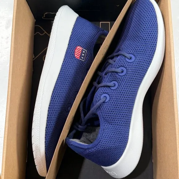 Allbirds Tree Runners Blue Ridge White Mens 13 New Box USA Logo Sneakers Shoes