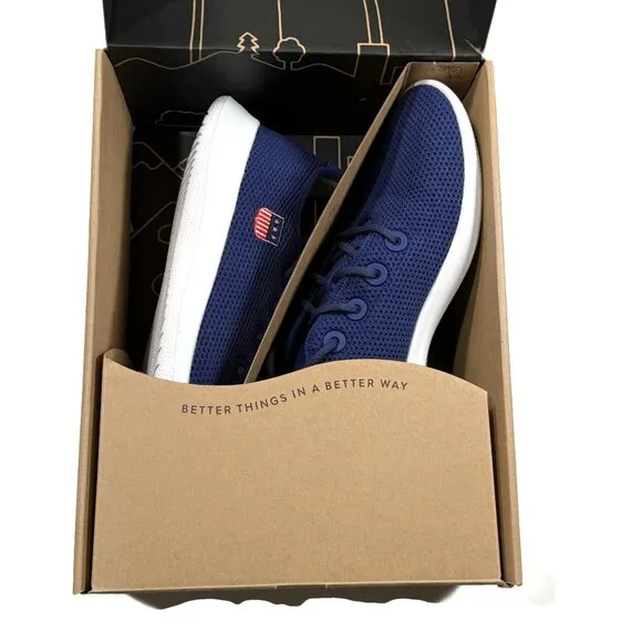 Allbirds Tree Runners Blue Ridge White Mens 13 New Box USA Logo Sneakers Shoes