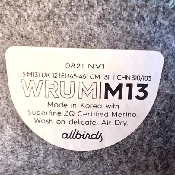 ALLBIRDS WRUM High Top Merino Wool Runner Up Mizzles Men's Sneakers Gray.