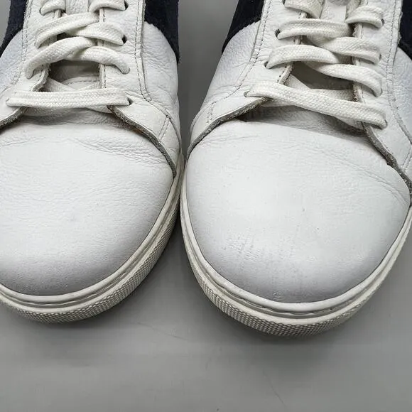 Allen Edmonds Courtside Tennis Sneakers Men Size 10 3E White Blue Leather Shoes