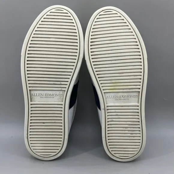Allen Edmonds Courtside Tennis Sneakers Men Size 10 3E White Blue Leather Shoes