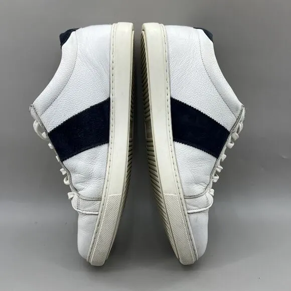 Allen Edmonds Courtside Tennis Sneakers Men Size 10 3E White Blue Leather Shoes