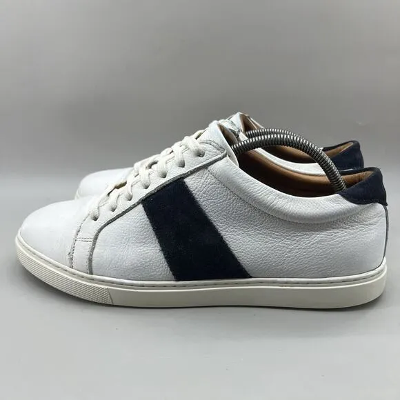 Allen Edmonds Courtside Tennis Sneakers Men Size 10 3E White Blue Leather Shoes
