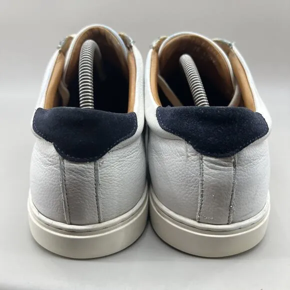 Allen Edmonds Courtside Tennis Sneakers Men Size 10 3E White Blue Leather Shoes