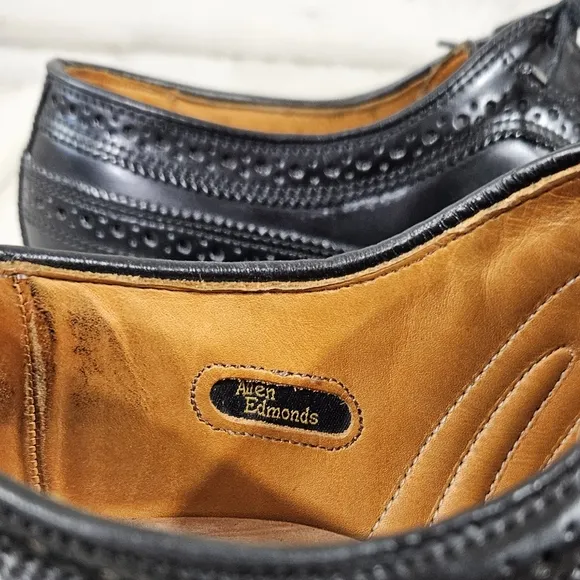 Allen Edmonds MacNeil Black Longwing Wingtips Men's Size Dress Shoes