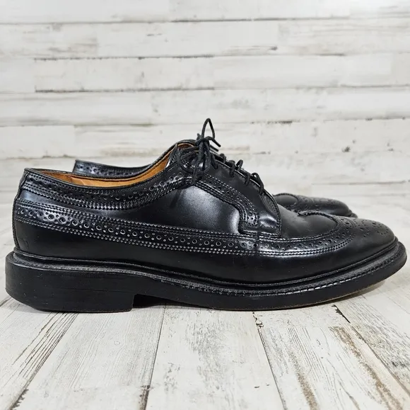 Allen Edmonds MacNeil Black Longwing Wingtips Men's Size Dress Shoes