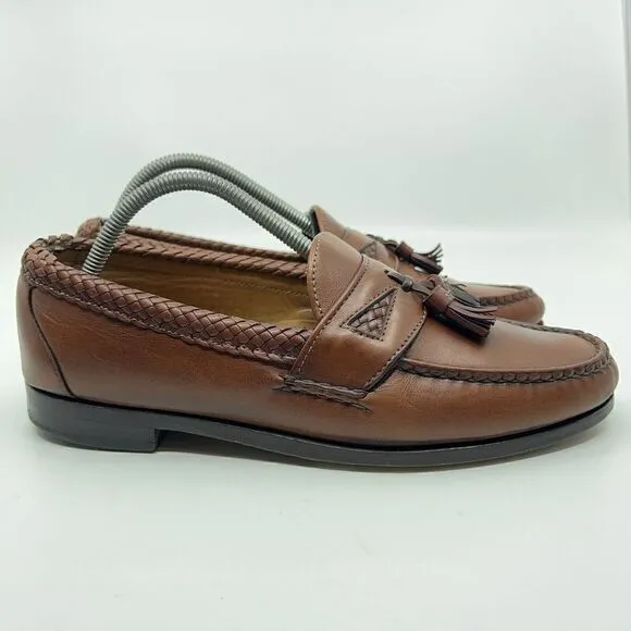 Allen Edmonds Maxfield Men’s Size 9.5 D Brown Leather Slip On Tassel Loafers