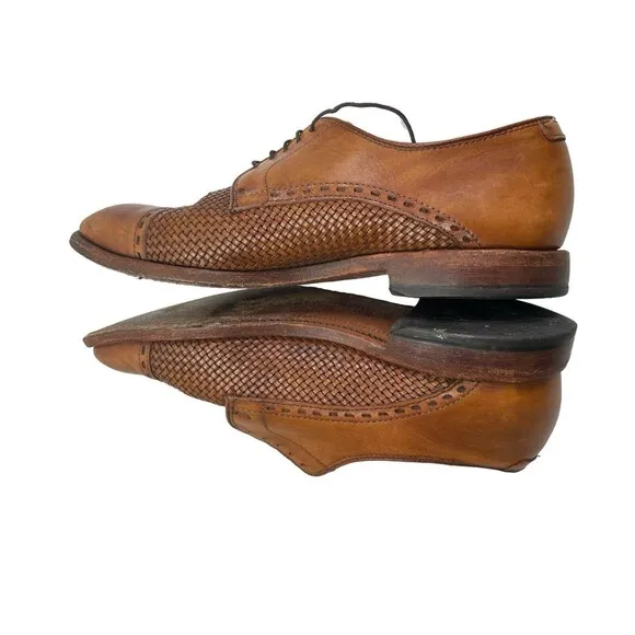 Allen Edmonds New Orleans Woven Oxford Cap Toe Brown Men’s Leather Shoe Sz 9