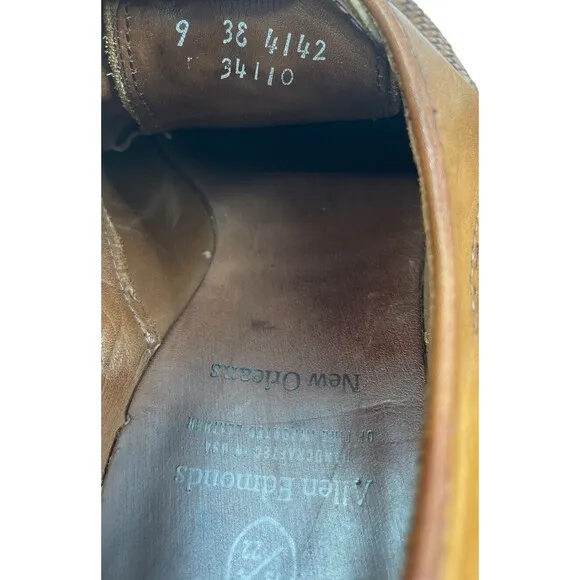 Allen Edmonds New Orleans Woven Oxford Cap Toe Brown Men’s Leather Shoe Sz 9