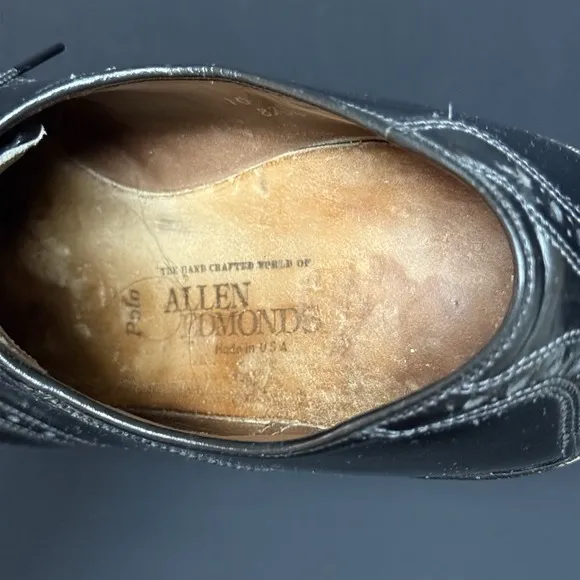 Allen Edmonds Polo Saddle Shoes Mens 10 Black Calfskin Leather Oxford USA Rare