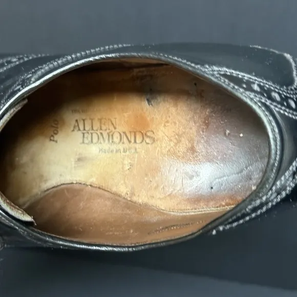 Allen Edmonds Polo Saddle Shoes Mens 10 Black Calfskin Leather Oxford USA Rare
