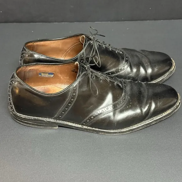 Allen Edmonds Polo Saddle Shoes Mens 10 Black Calfskin Leather Oxford USA Rare