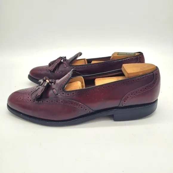 Allen Edmonds Shoes Men 8D Auburn  Burgundy Wingtip Slip On Loafers